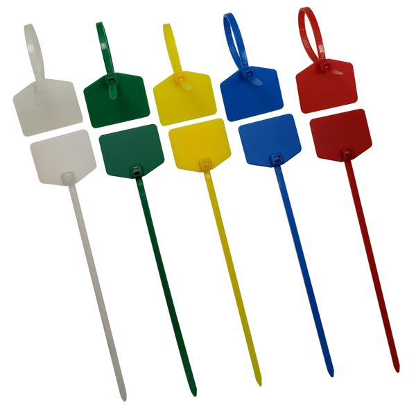 Nylon Cable Zip Ties Self-Locking Written-on Tag Marker Plate 4.72 Inch 5 Colors